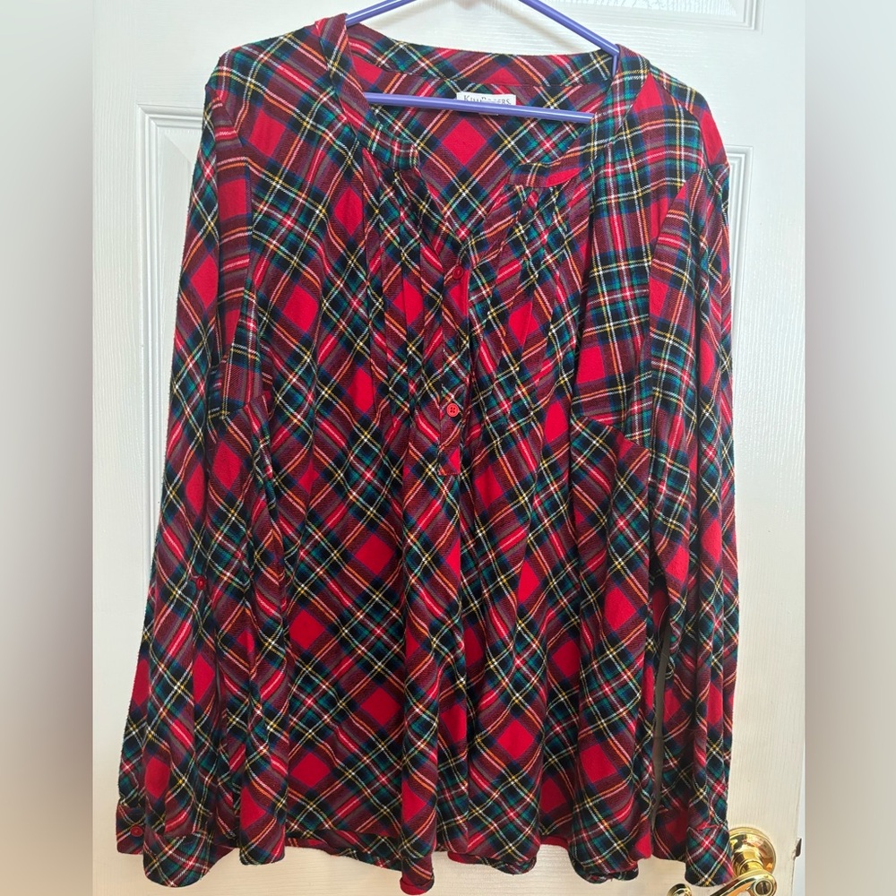 Red Tartan Flannel Blouse